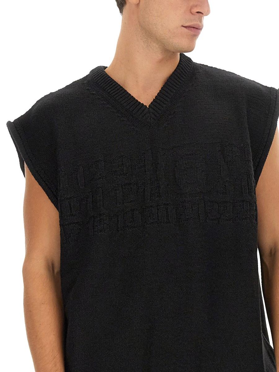 MM6 MAISON MARGIELA GILET IN MAGLIA DI LANA CON LOGO