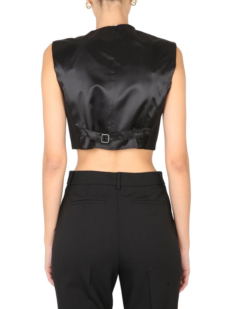 MAX MARA GILET IN TELA DI LANA STRETCH CON SCHIENA IN TWILL DI MISTO VISCOSA