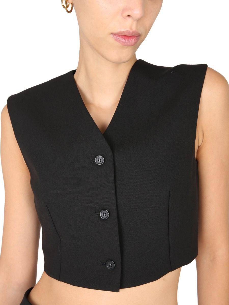 MAX MARA GILET IN TELA DI LANA STRETCH CON SCHIENA IN TWILL DI MISTO VISCOSA