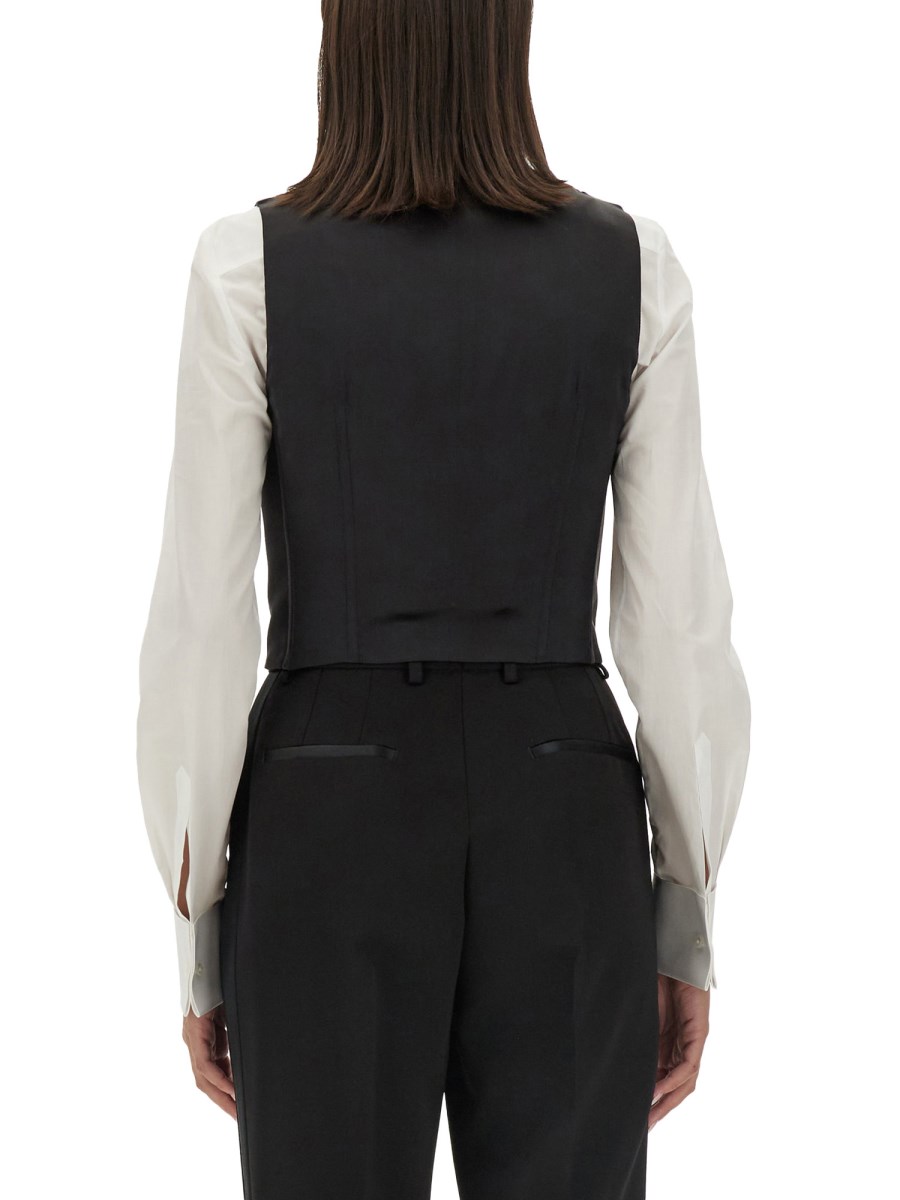 DOLCE & GABBANA GILET TUXEDO DOPPIOPETTO IN DUCHESSE DI SETA