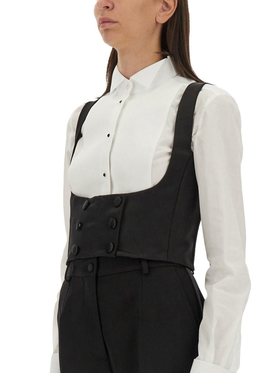 DOLCE & GABBANA GILET TUXEDO DOPPIOPETTO IN DUCHESSE DI SETA