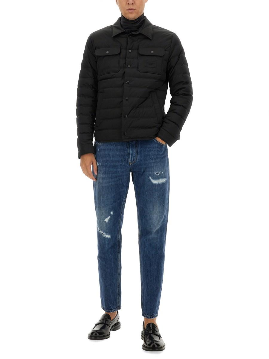 DOLCE & GABBANA GIUBBOTTO IMBOTTITO IN RASO CON COLLO CAMICIA