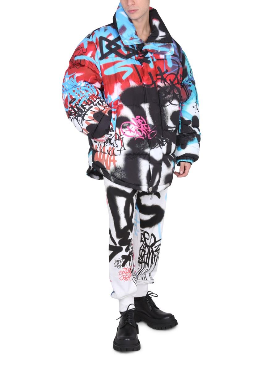 DOLCE & GABBANA GIUBBOTTO IN NYLON SON STAMPA GRAFFITI SPRAY