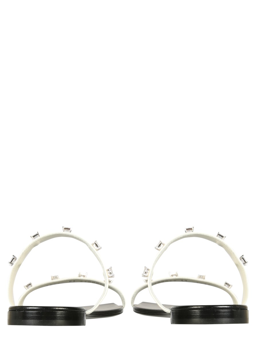 GIUSEPPE ZANOTTI SANDALO BASSO IN PELLE CON PIETRE