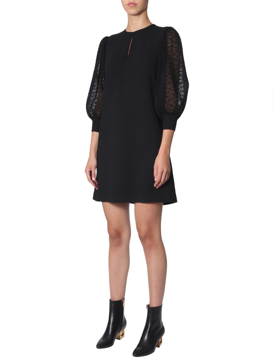 GIVENCHY ABITO IN LANA CON MANICHE PLISSETTATE