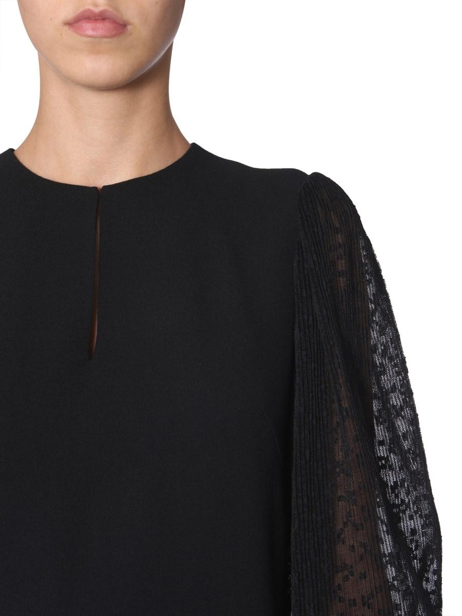 GIVENCHY ABITO IN LANA CON MANICHE PLISSETTATE