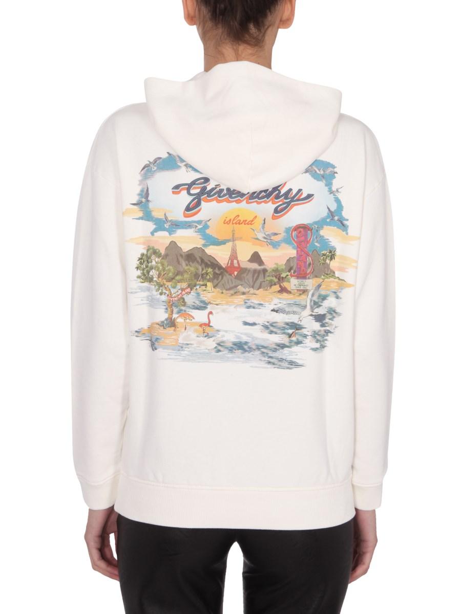 GIVENCHY FELPA IN COTONE CON STAMPA E CAPPUCCIO