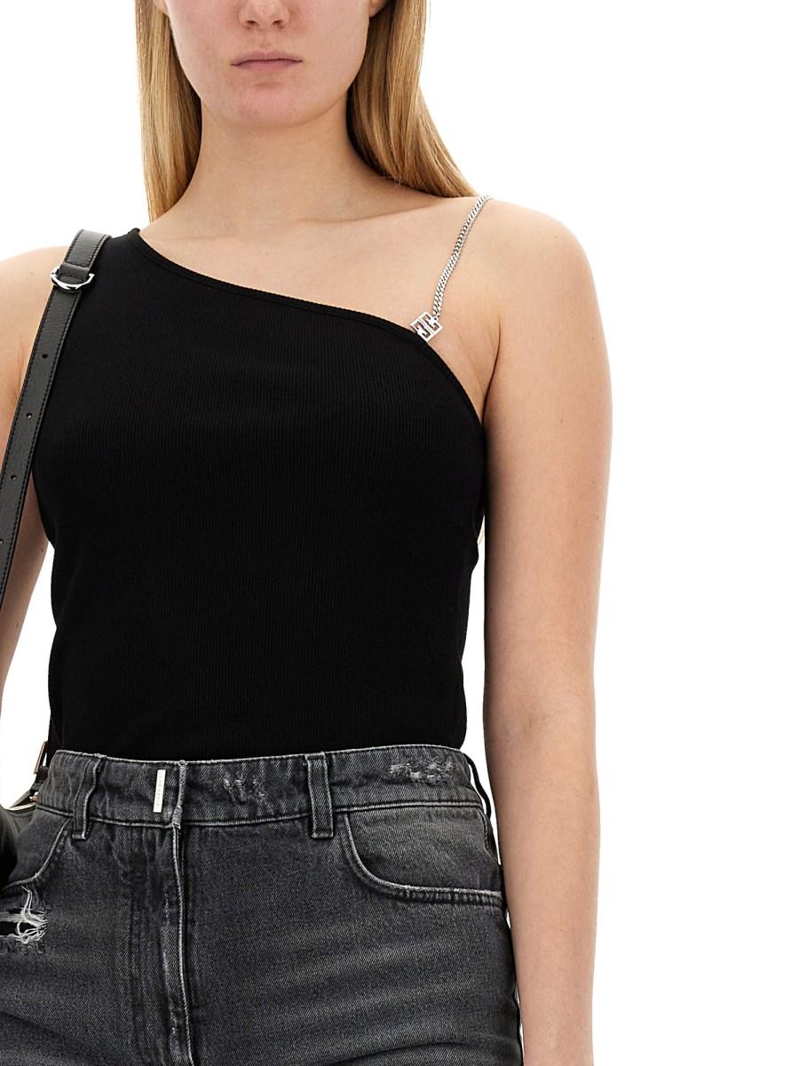 GIVENCHY TOP ASIMMETRICO IN COTONE CON CATENA