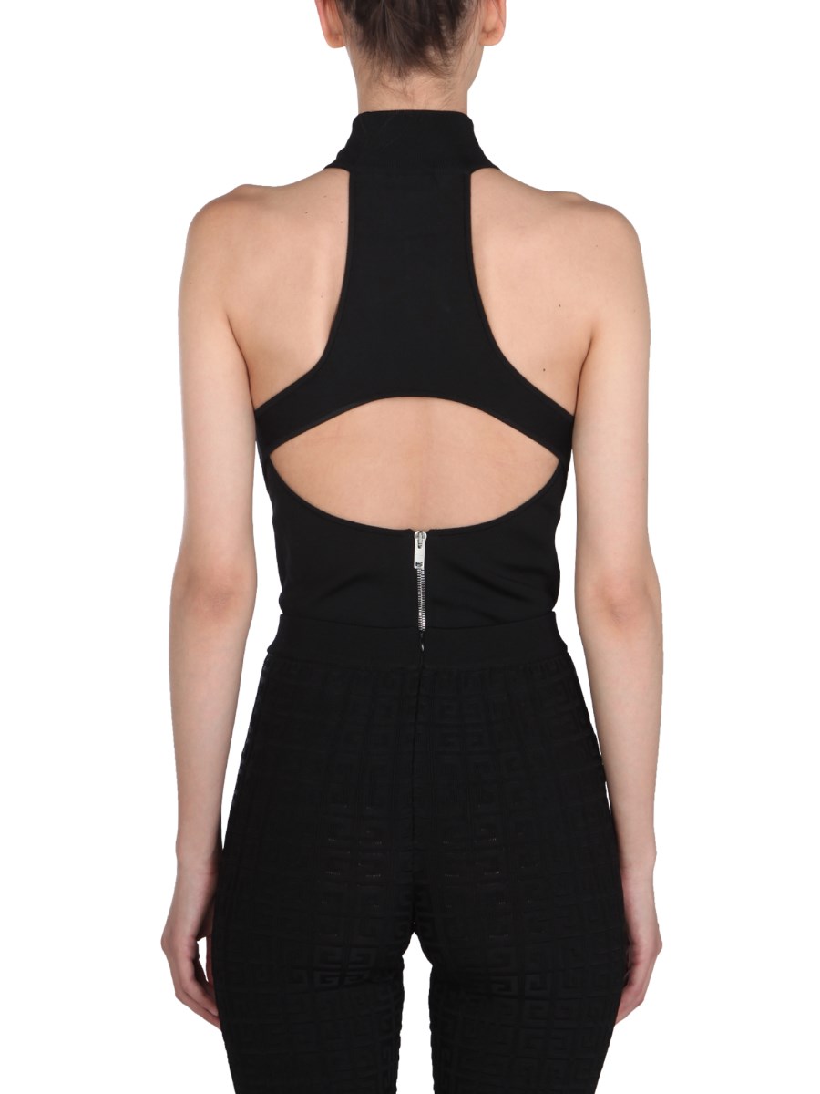 GIVENCHY TOP IN MAGLIA TECNICA CON SCOLLO