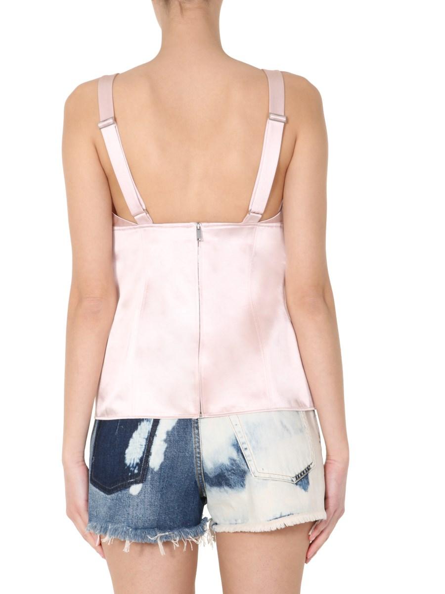 GIVENCHY TOP SCOLLO A V IN RASO