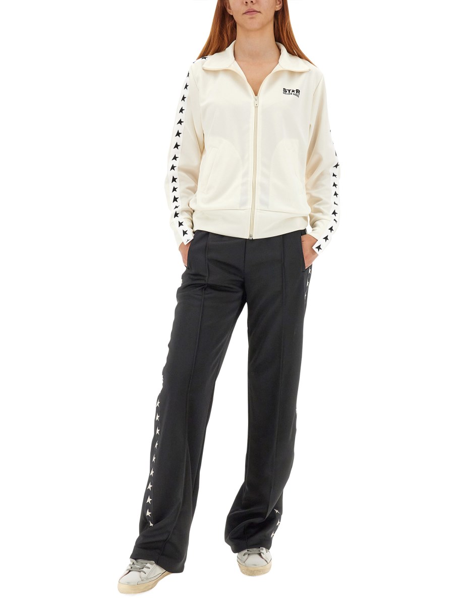 GOLDEN GOOSE FELPA "DENISE" CON BANDE LOGATE