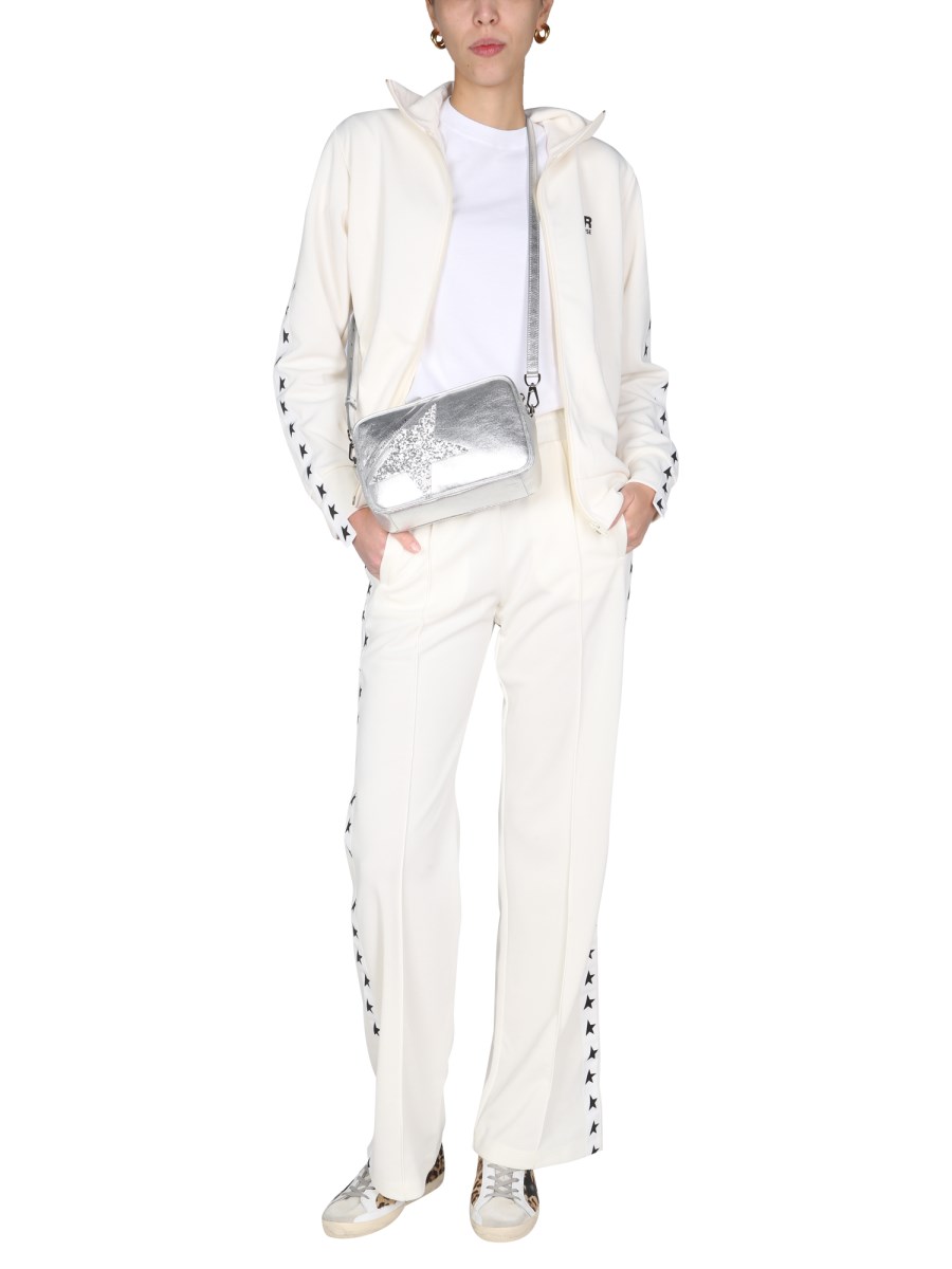 GOLDEN GOOSE FELPA "DENISE" CON BANDE LOGATE