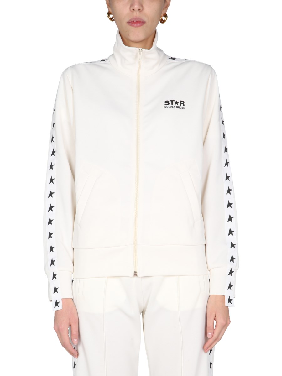 GOLDEN GOOSE FELPA "DENISE" CON BANDE LOGATE