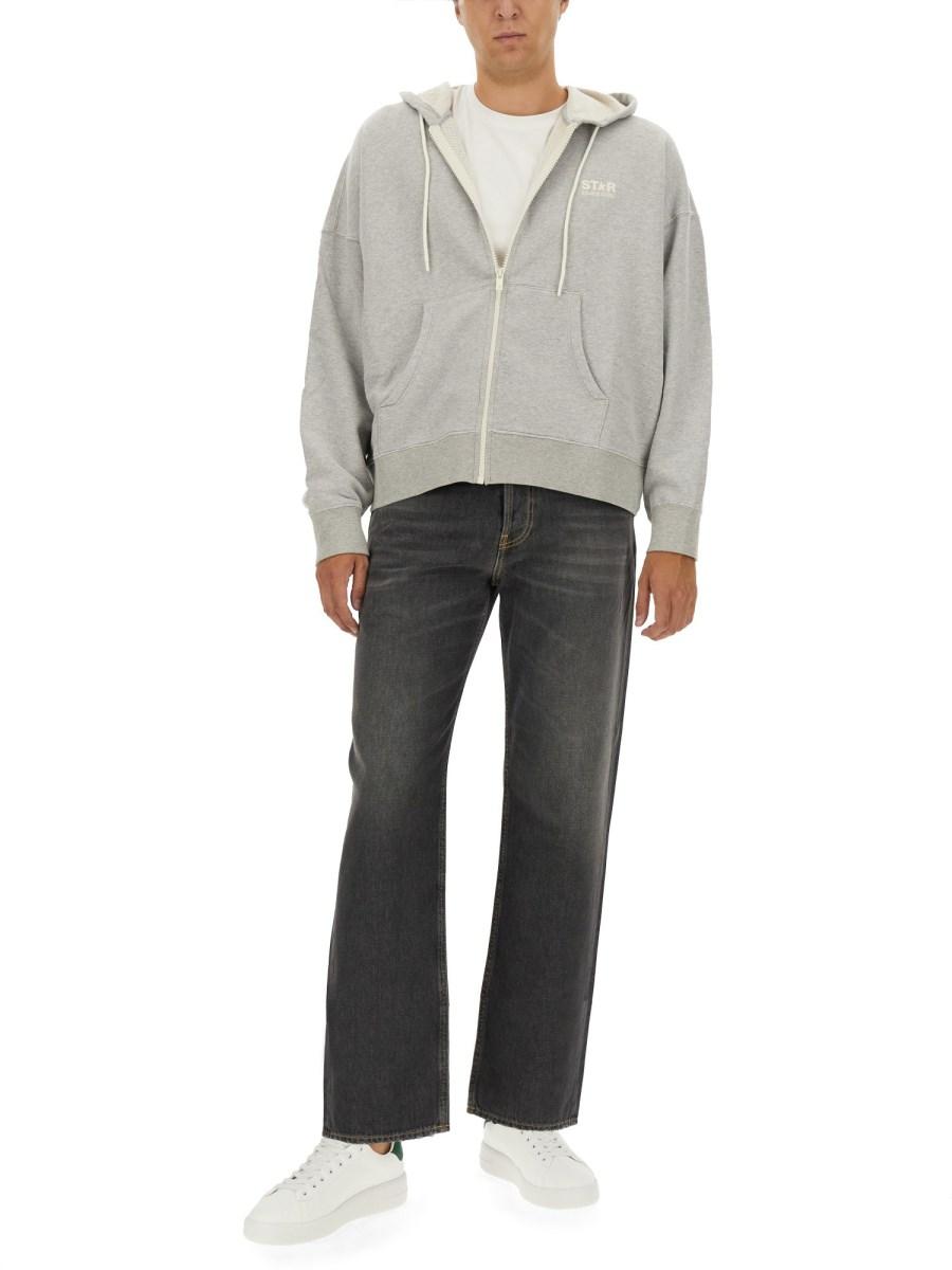 GOLDEN GOOSE FELPA IN COTONE CON CAPPUCCIO