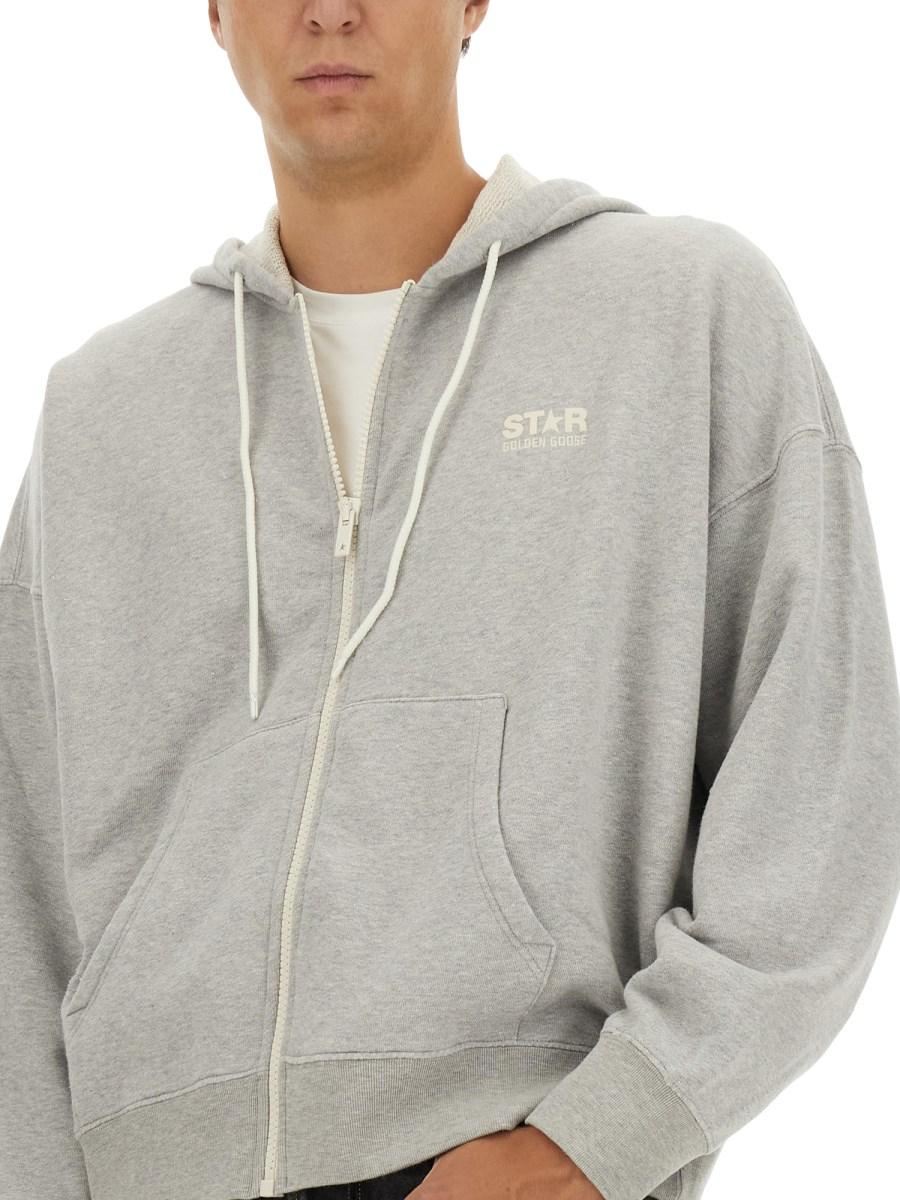 GOLDEN GOOSE FELPA IN COTONE CON CAPPUCCIO