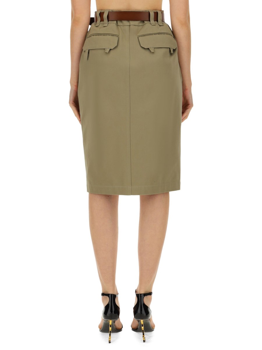 SAINT LAURENT GONNA A MATITA IN GABARDINE DI COTONE