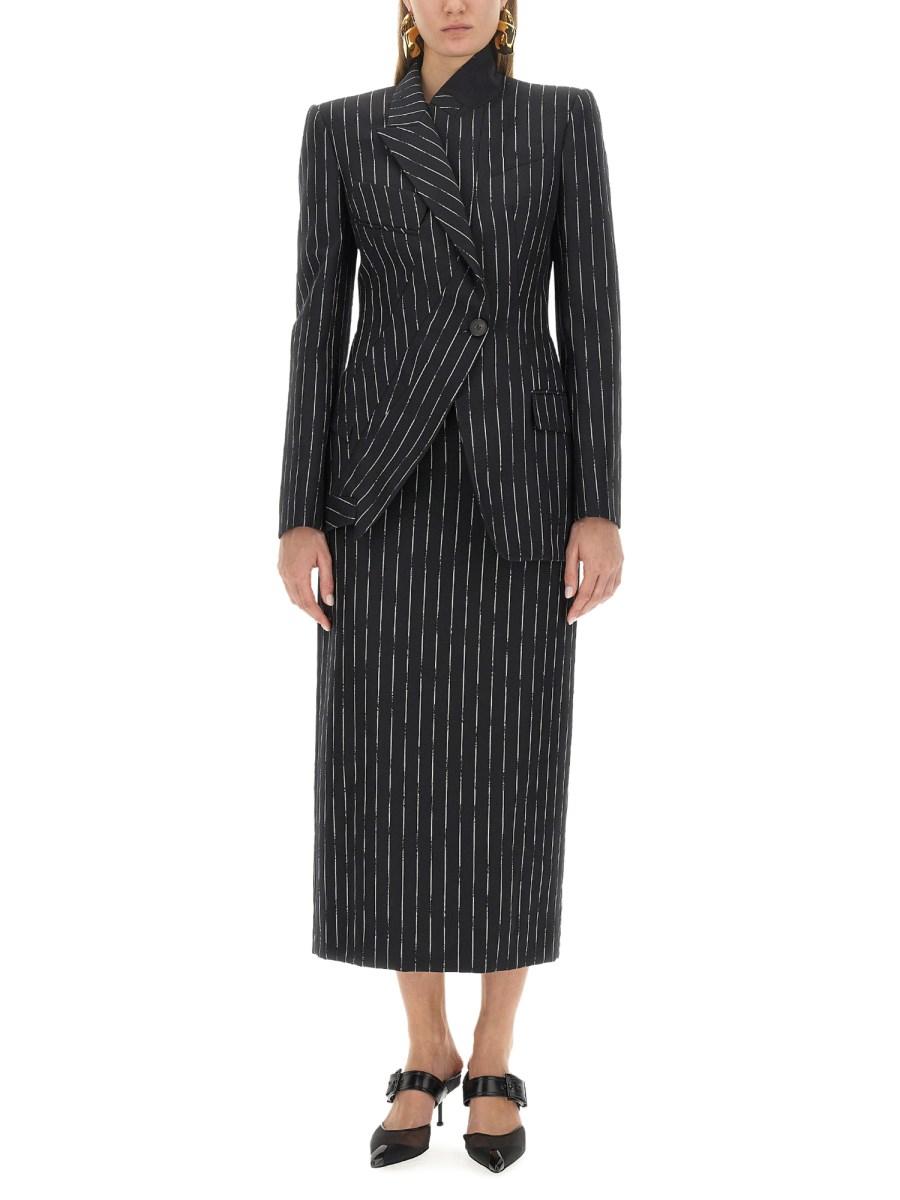 ALEXANDER McQUEEN GONNA A TUBINO CON MOTIVO GESSATO SPEZZATO