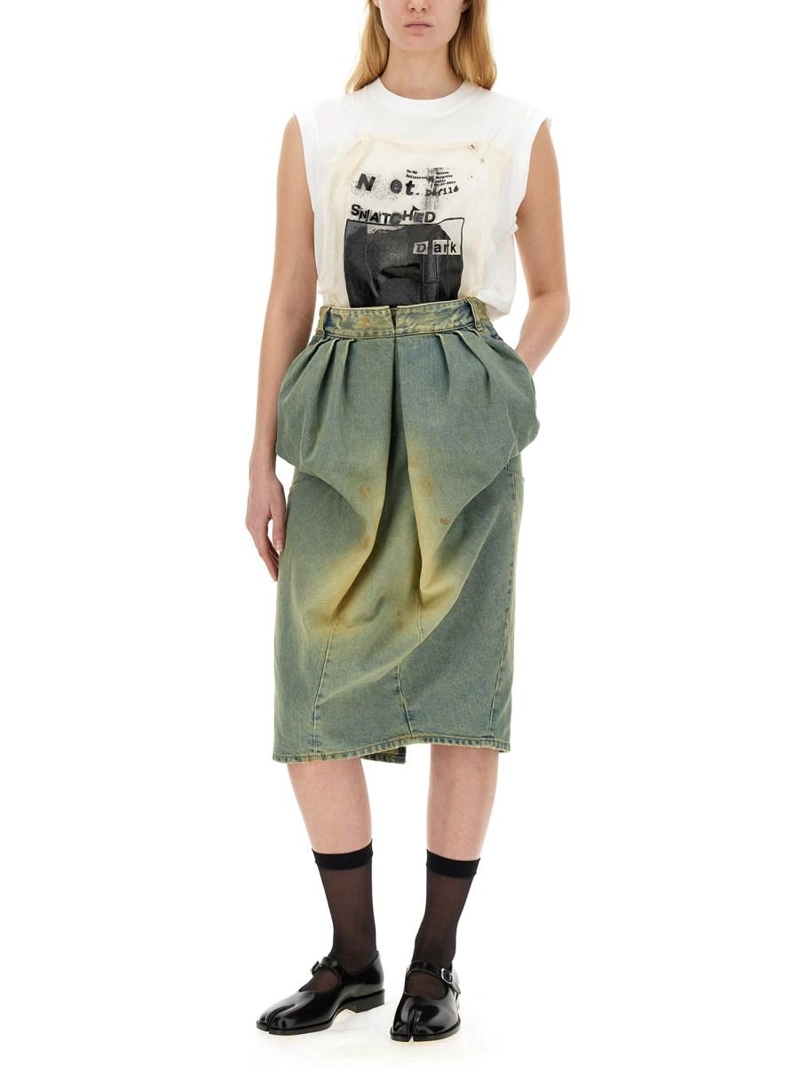 MAISON MARGIELA GONNA ARRICCIATA IN DENIM DI COTONE