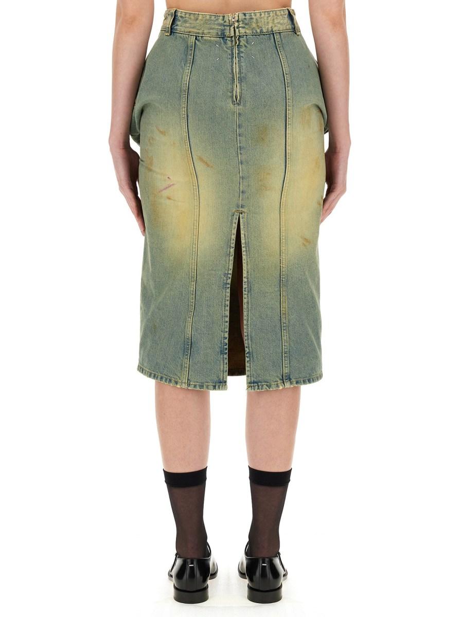 MAISON MARGIELA GONNA ARRICCIATA IN DENIM DI COTONE