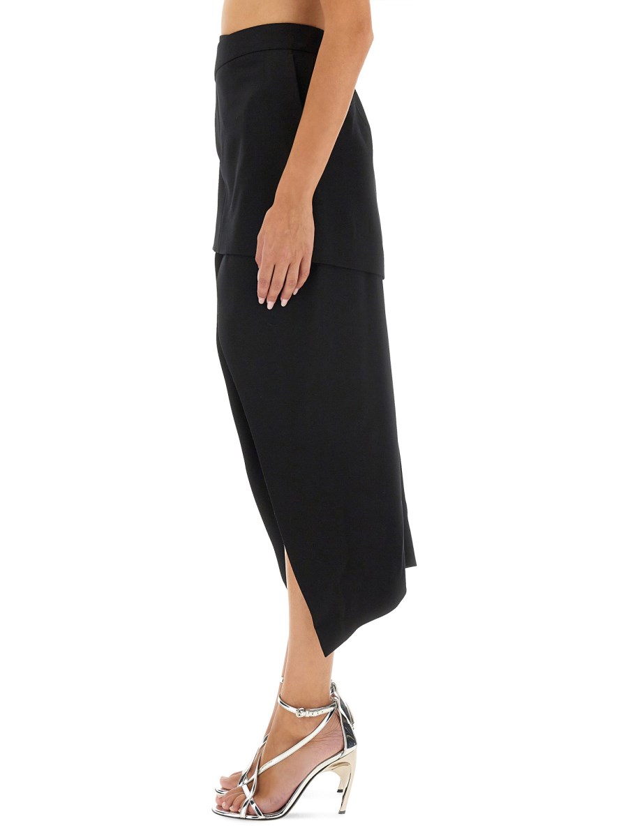 ALEXANDER McQUEEN GONNA ASIMMETRICA IN TWILL DI LANA
