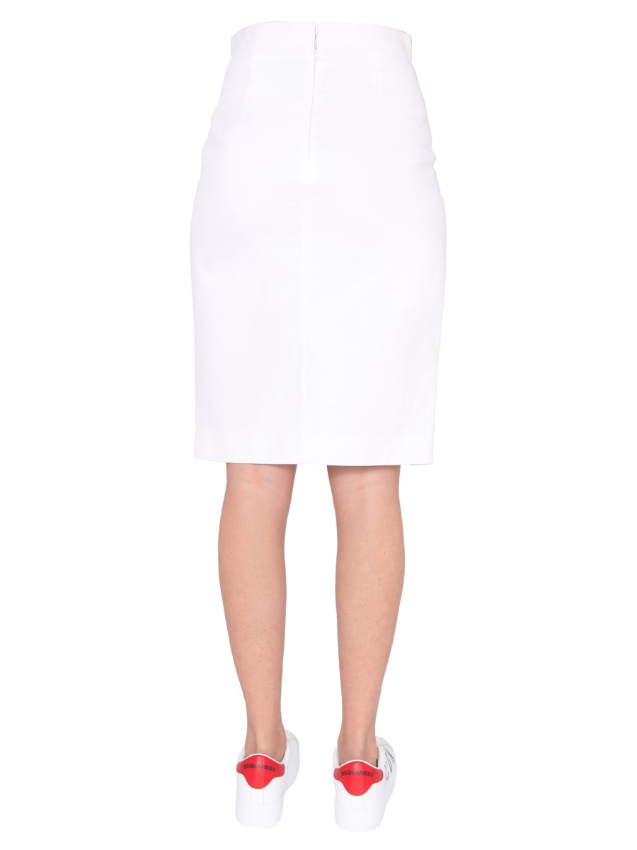 DSQUARED GONNA FRÄULEIN IN TWILL DI COTONE CON SPACCO
