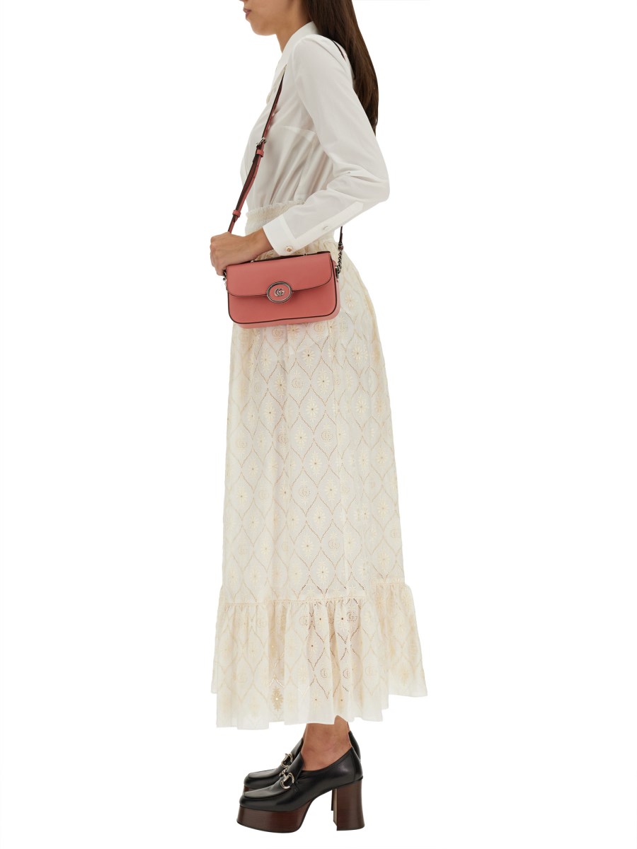 GUCCI GONNA IN BRODERIE ANGLAISE FLOREALE CON DOPPIA G