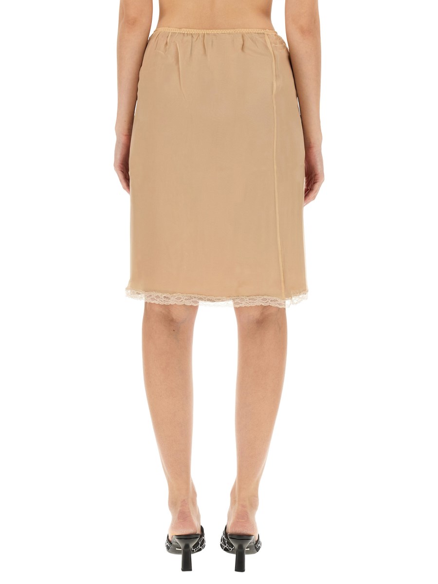 GUCCI GONNA IN CHIFFON DI SETA CON FINITURE IN PIZZO