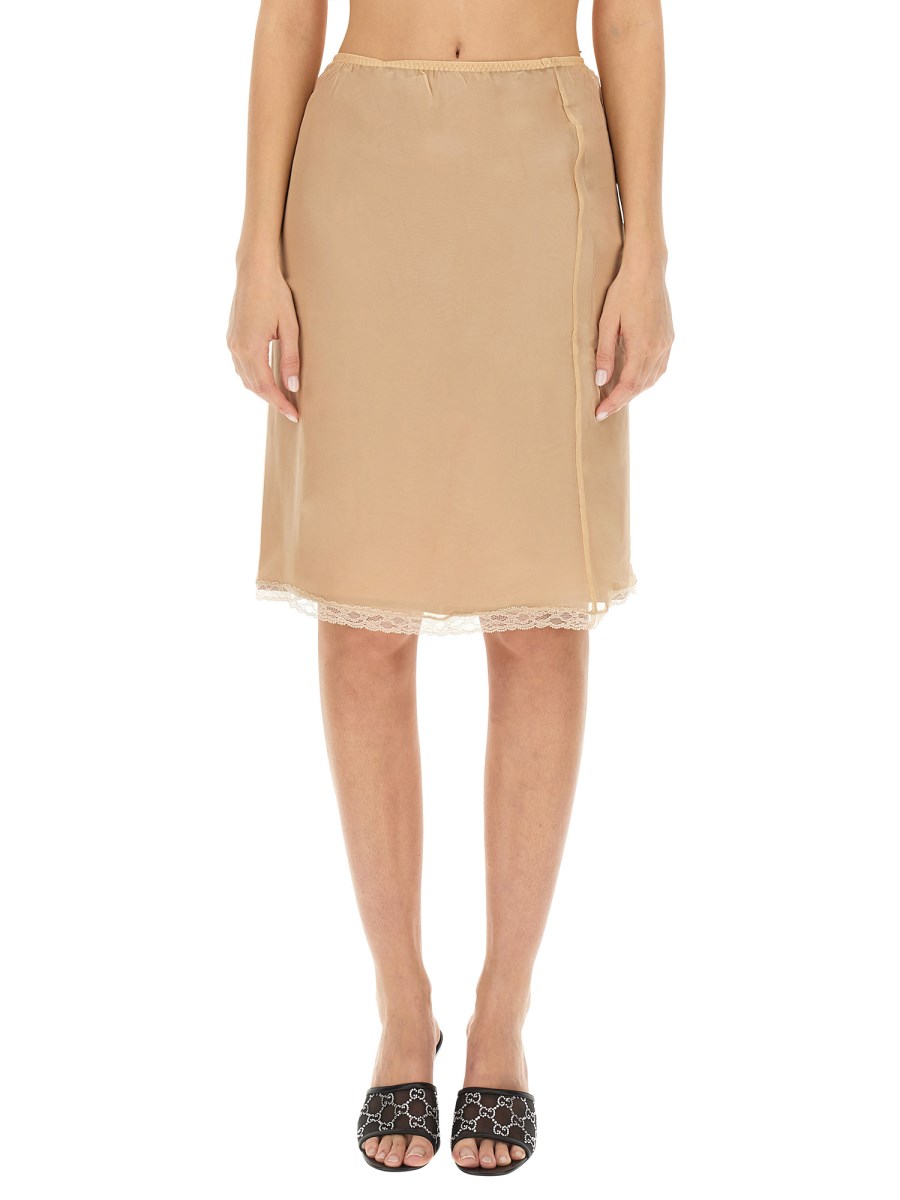 GUCCI GONNA IN CHIFFON DI SETA CON FINITURE IN PIZZO