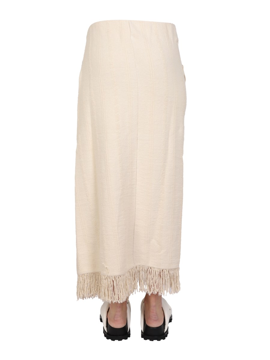 JIL SANDER GONNA IN MISTO COTONE E LINO A PORTAFOGLIO