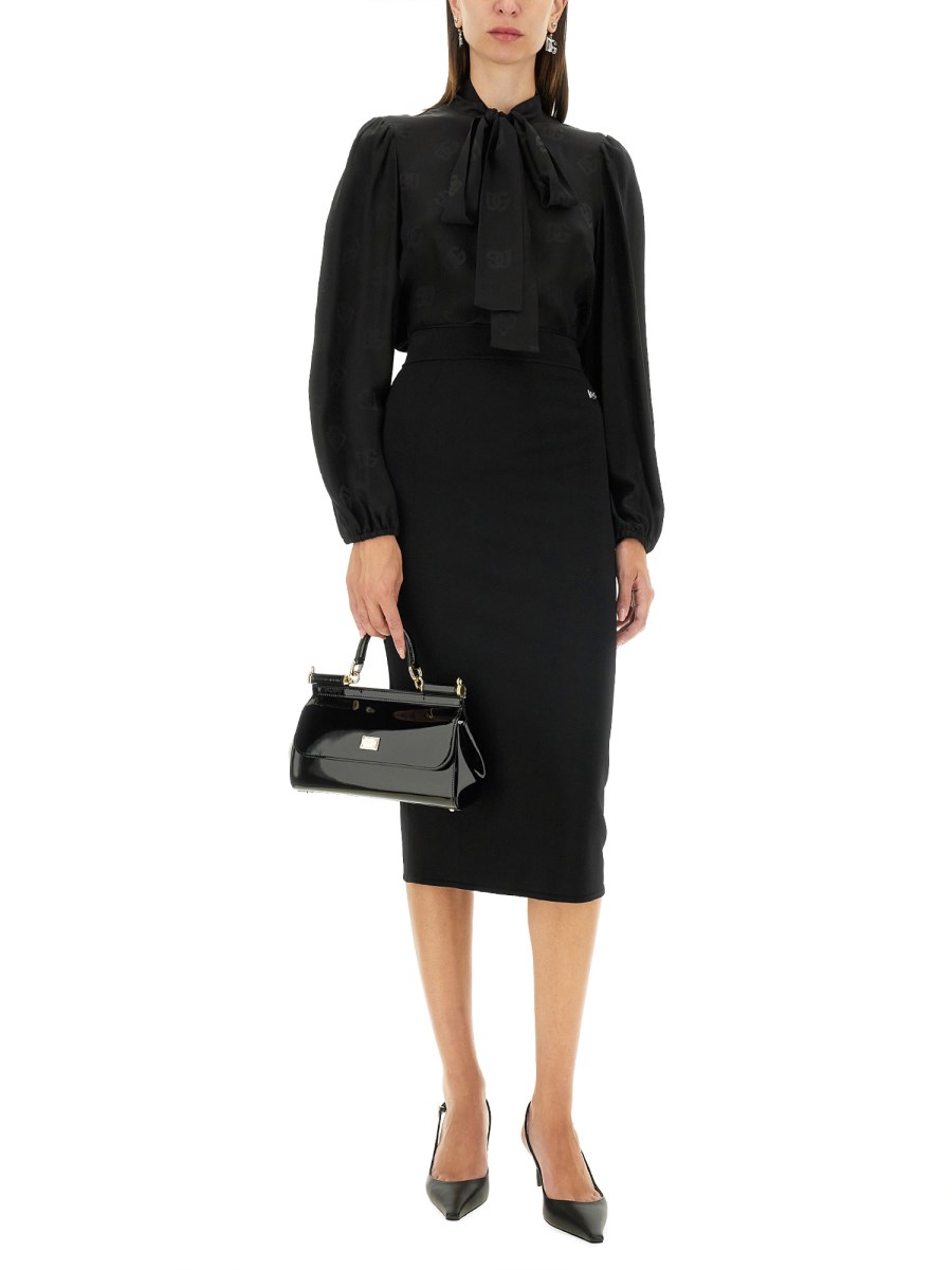 DOLCE & GABBANA GONNA LONGUETTE IN MAGLIA DI VISCOSA STRETCH