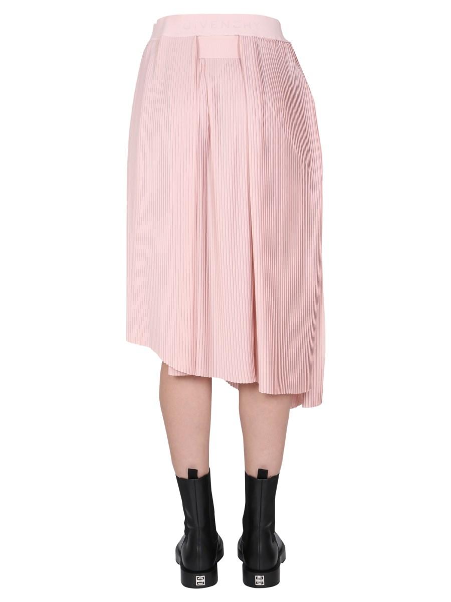 GIVENCHY GONNA PLISSÉ ASIMMETRICA IN CREPE DE CHINE TECNICA