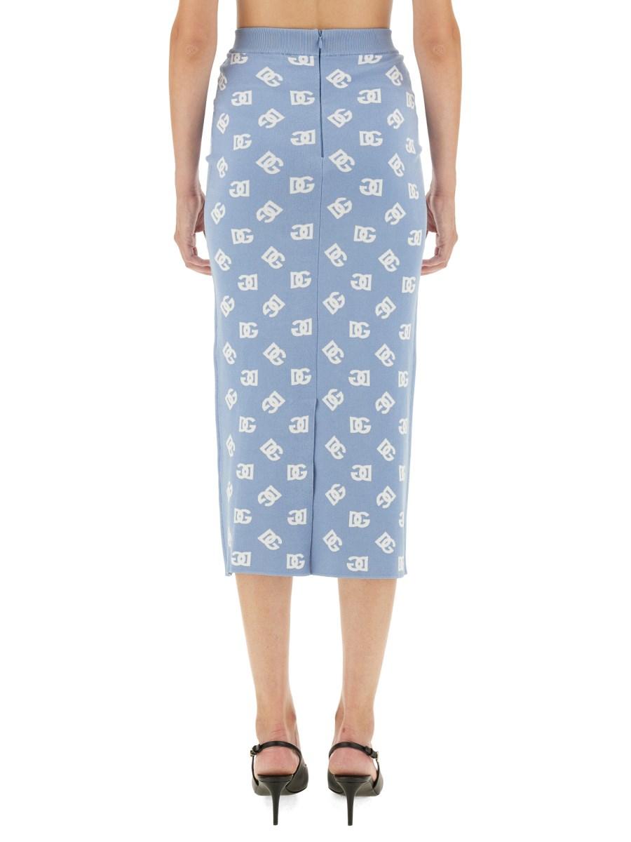DOLCE & GABBANA GONNA TUBINO IN VISCOSA LOGO JACQUARD