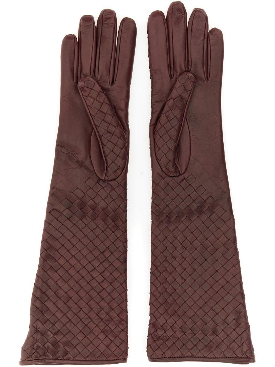 BOTTEGA VENETA GUANTI MIDI IN PELLE CON MOTIVO INTRECCIATO
