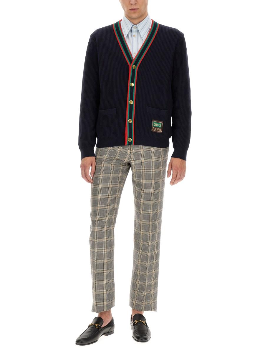 GUCCI CAMICIA A RIGHE IN COTONE CON RICAMO