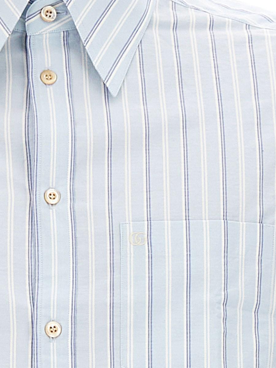 GUCCI CAMICIA A RIGHE IN COTONE CON RICAMO