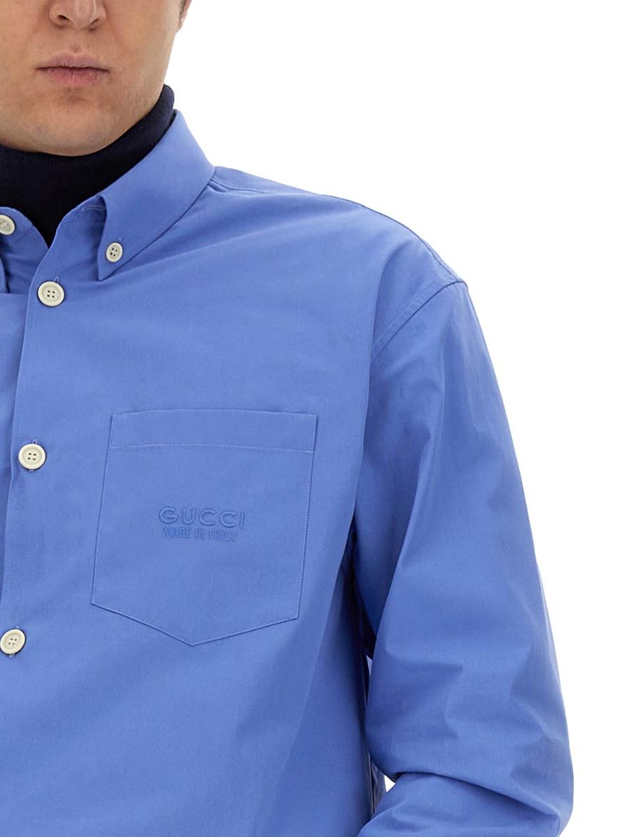 GUCCI CAMICIA IN COTONE CON RICAMO GUCCI