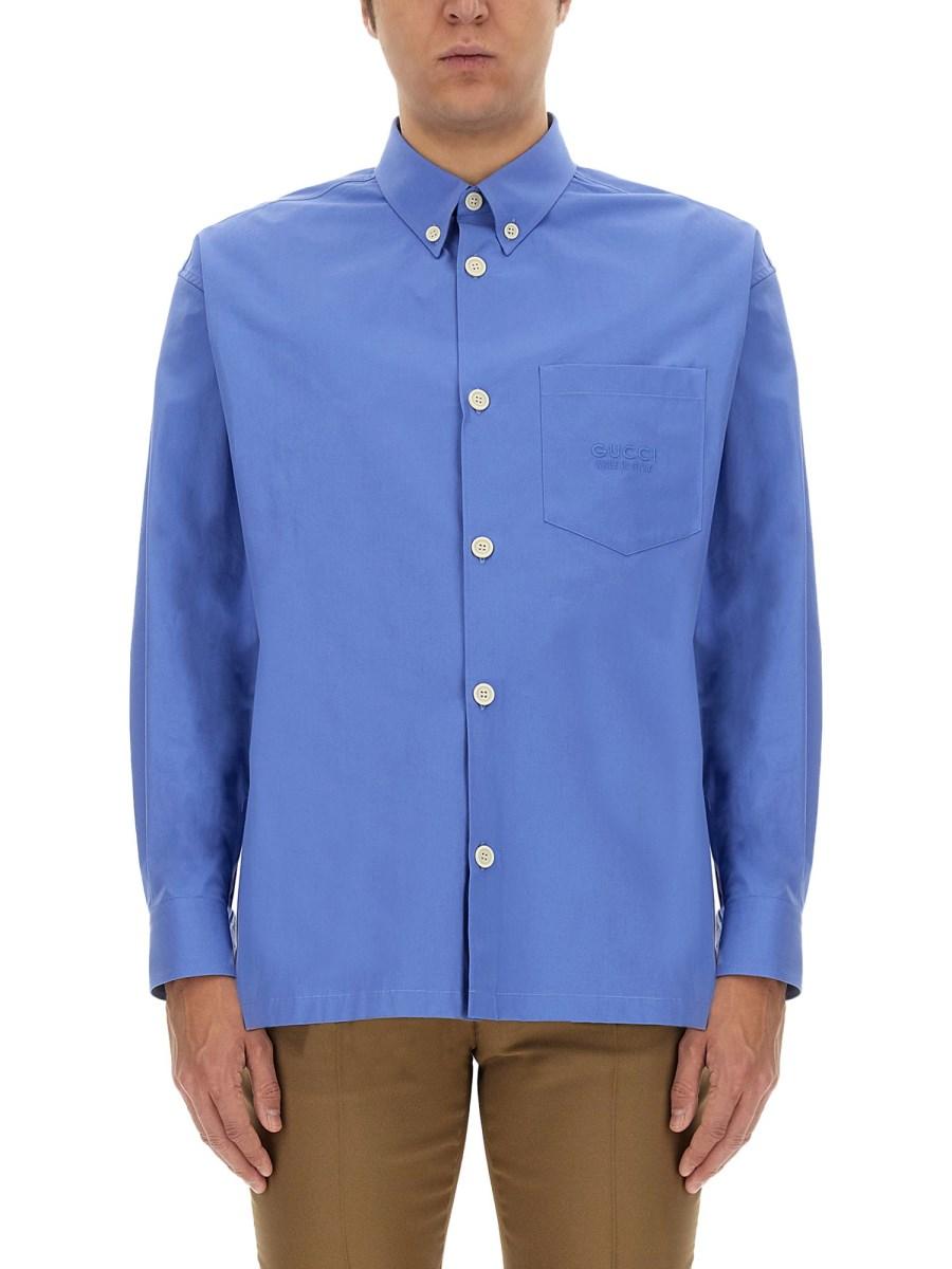 GUCCI CAMICIA IN COTONE CON RICAMO GUCCI