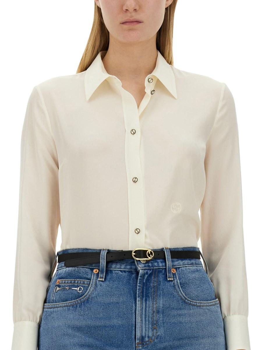 GUCCI CAMICIA IN CRÊPE DE CHINE E SETA