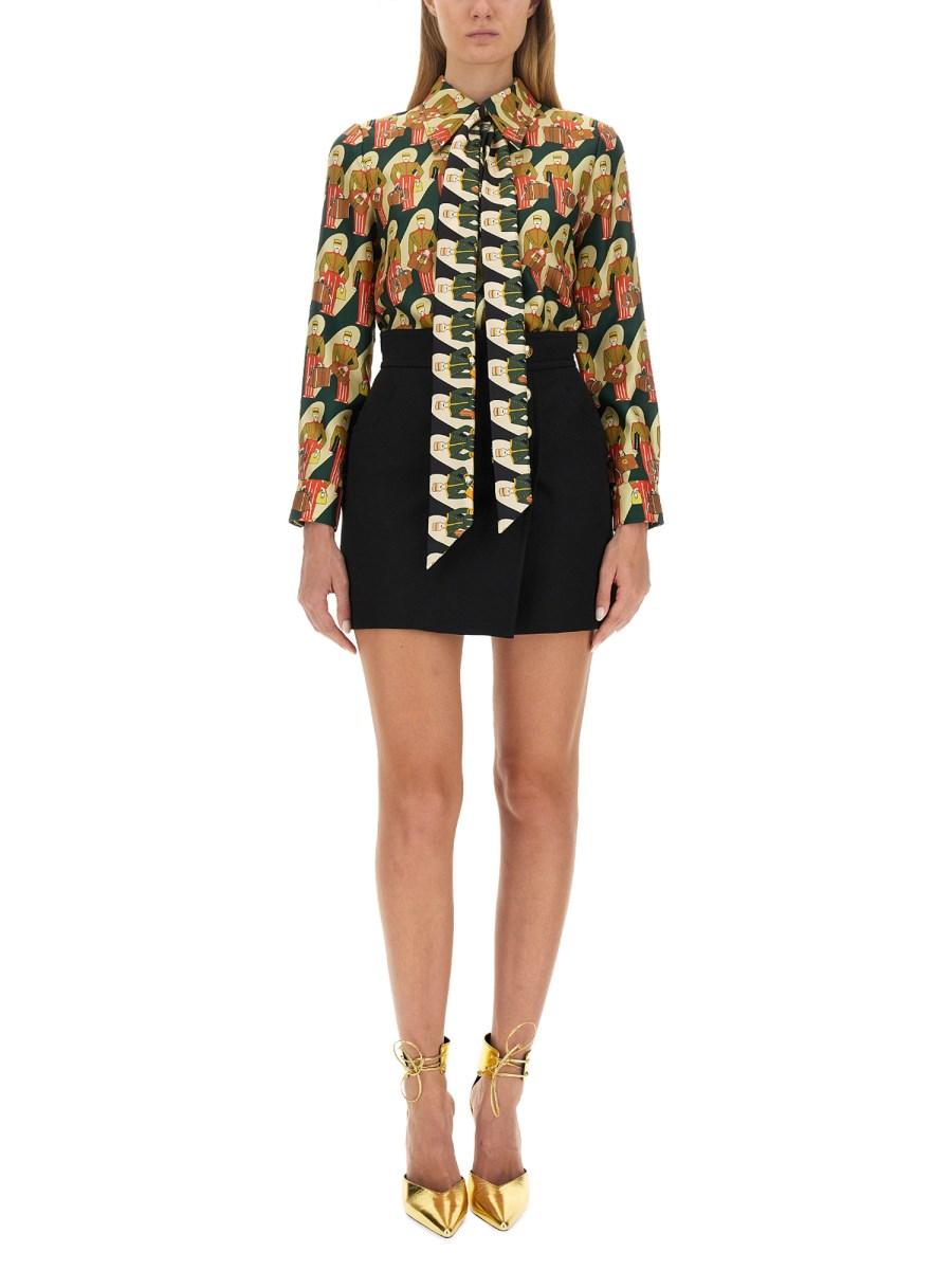 GUCCI CAMICIA IN SETA CON STAMPA PORTER GUCCI