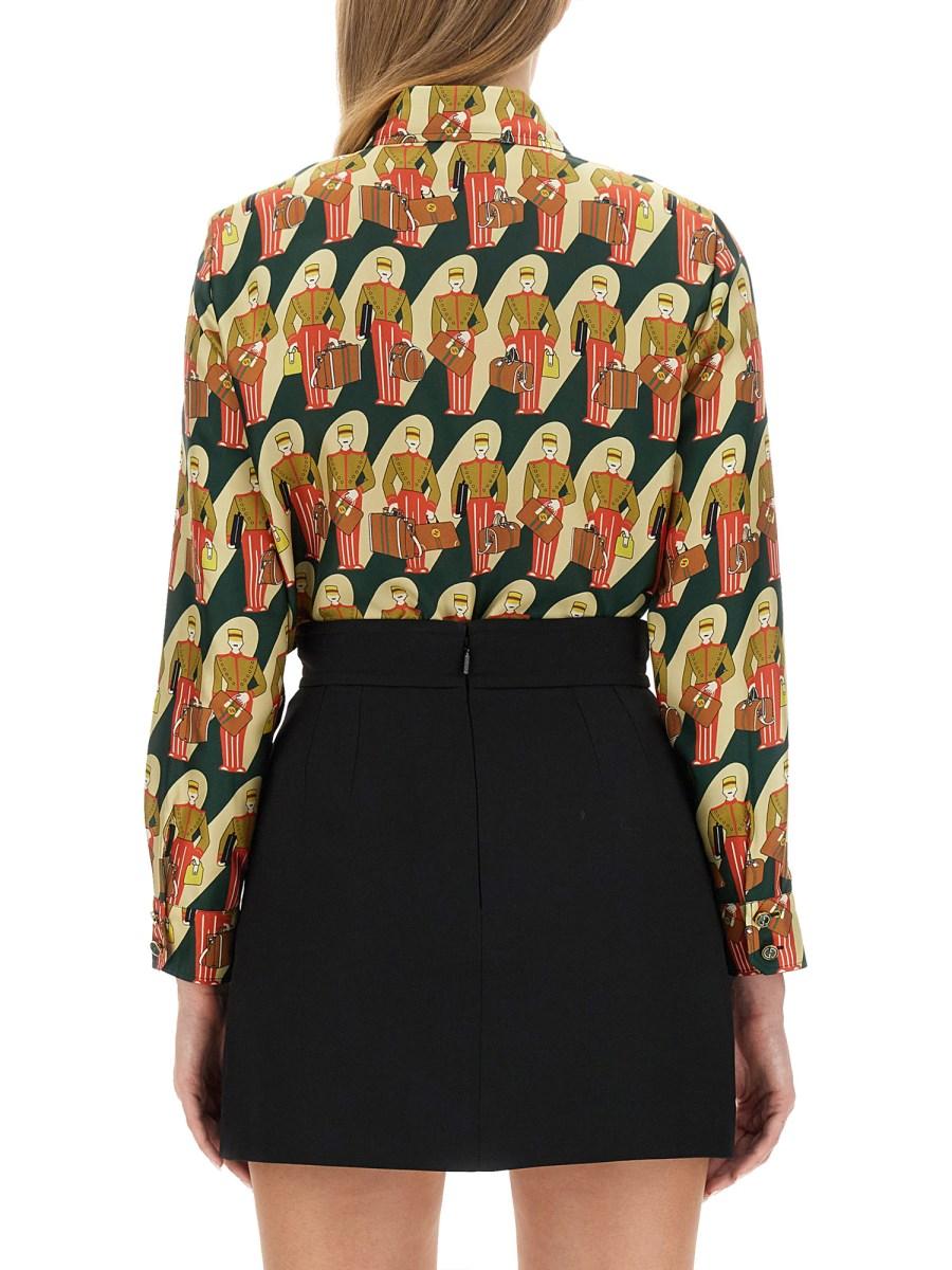 GUCCI CAMICIA IN SETA CON STAMPA PORTER GUCCI