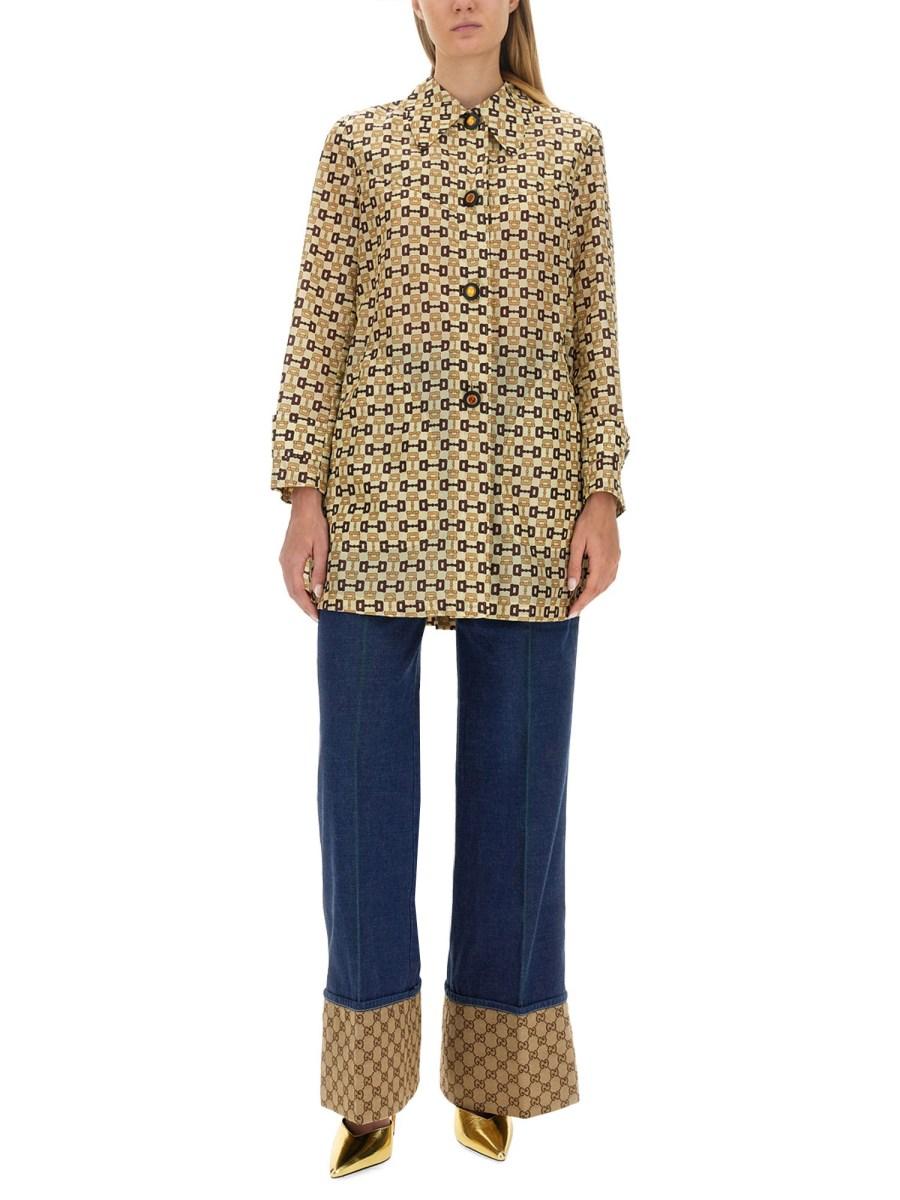 GUCCI CAPPOTTO IN NYLON CON STAMPA MORSETTO GUCCI