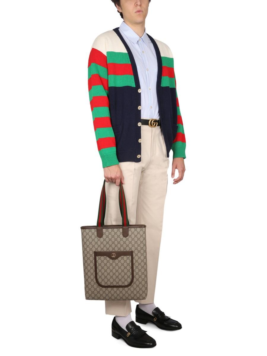 GUCCI CARDIGAN A RIGHE IN COTONE IDROFILO