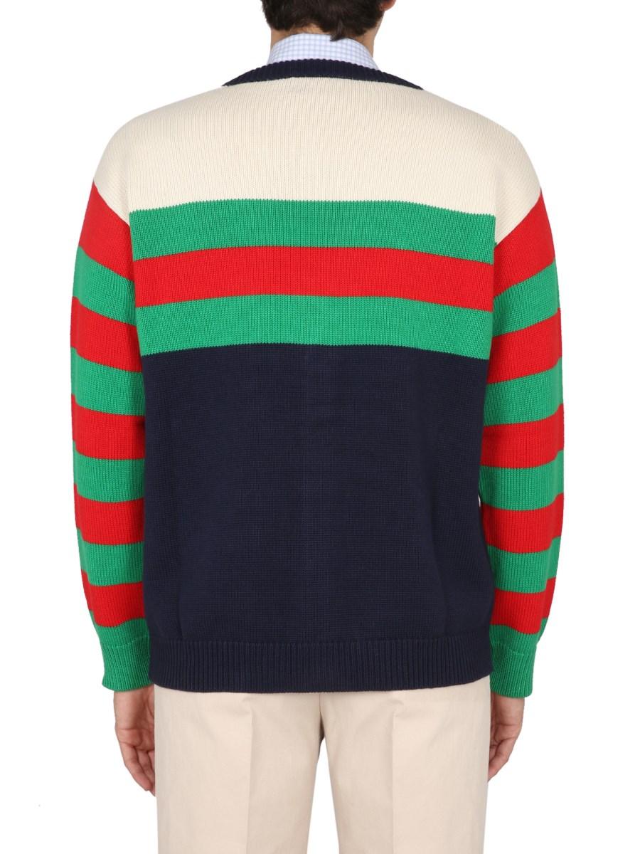 GUCCI CARDIGAN A RIGHE IN COTONE IDROFILO