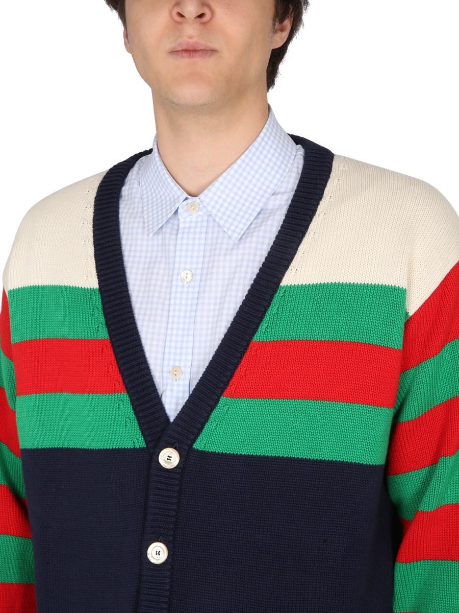 GUCCI CARDIGAN A RIGHE IN COTONE IDROFILO