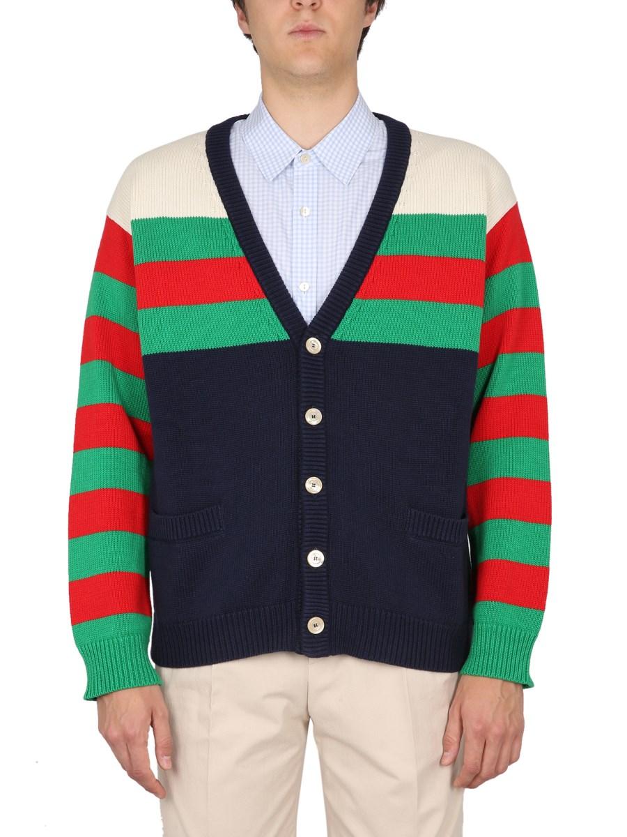 GUCCI CARDIGAN A RIGHE IN COTONE IDROFILO