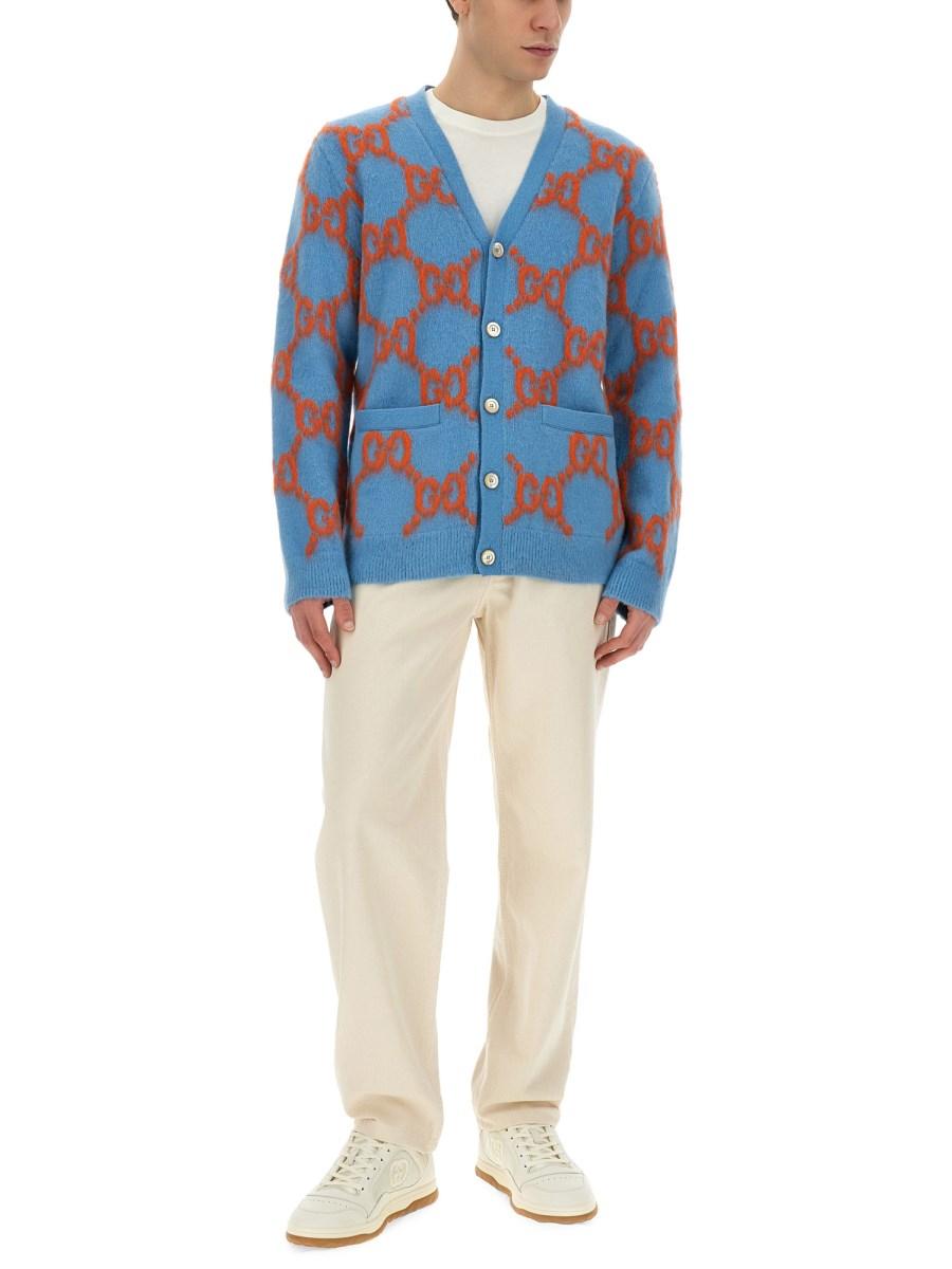 GUCCI CARDIGAN IN LANA CON INTARSIO GG