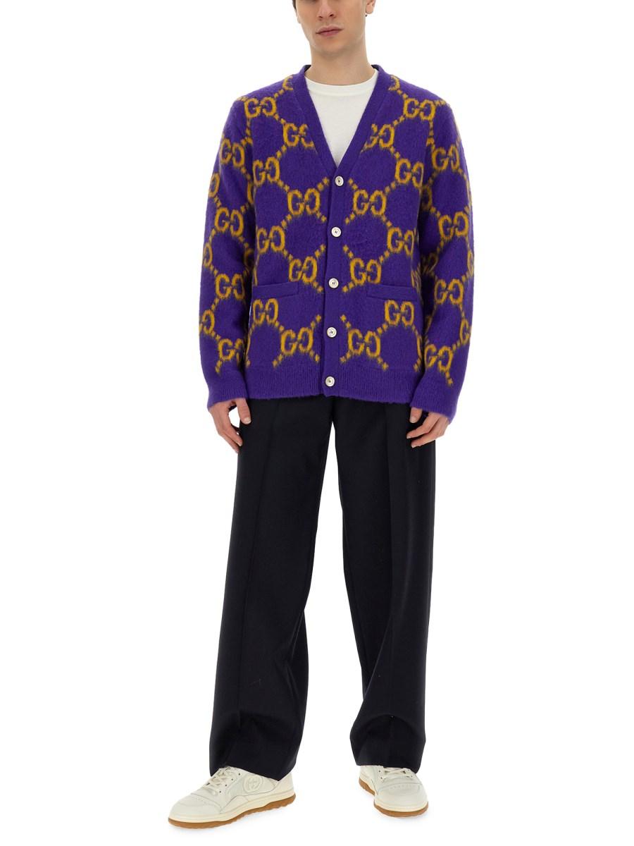 GUCCI CARDIGAN IN LANA CON INTARSIO GG