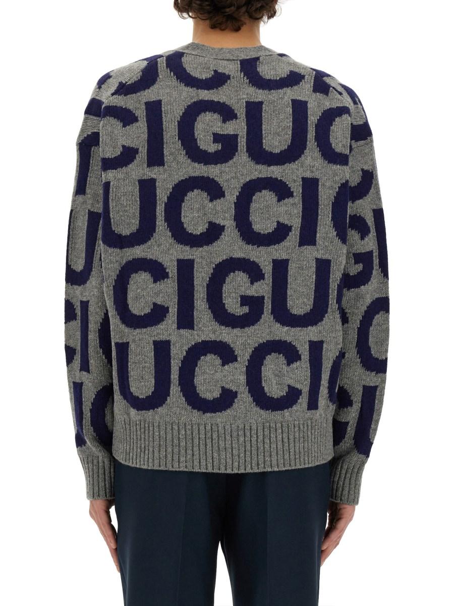 GUCCI CARDIGAN IN LANA CON INTARSIO GUCCI