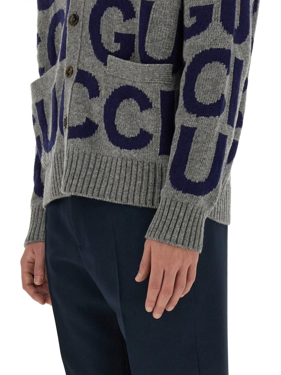 GUCCI CARDIGAN IN LANA CON INTARSIO GUCCI