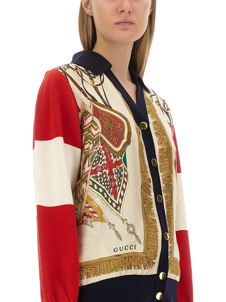 GUCCI CARDIGAN IN LANA EXTRAFINE CON STAMPA